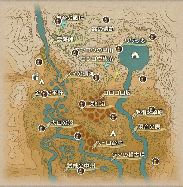 紅蓮の湿地の宝彫りマップ