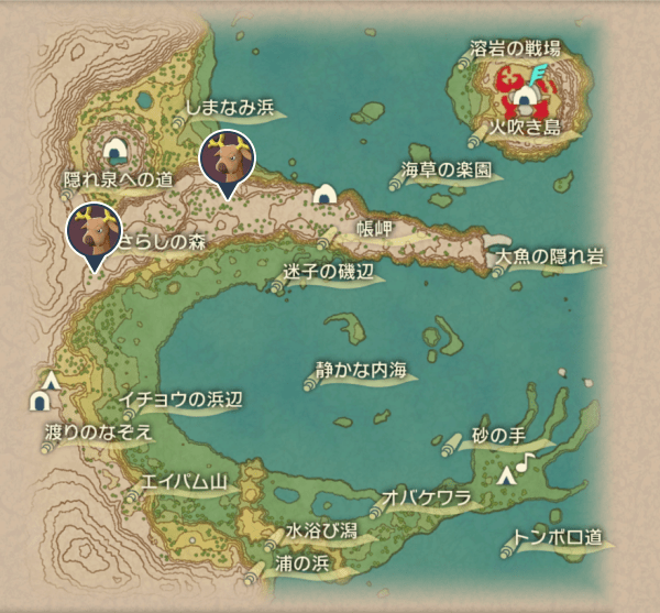 群青の海岸のオドシシ出現場所