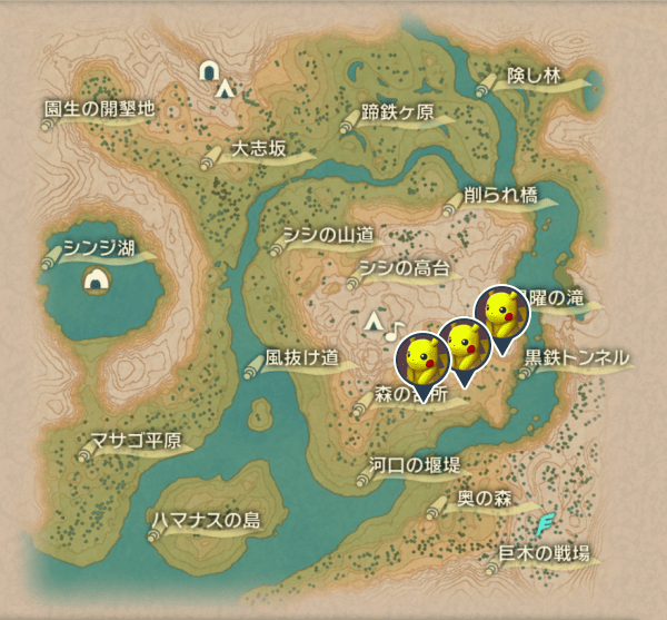 黒曜の原野のピカチュウ出現場所