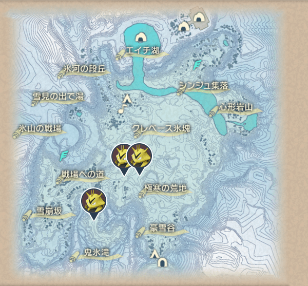 純白の凍土のエレブー出現場所