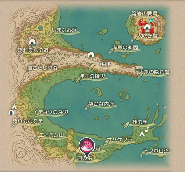 群青の海岸のピンプク出現場所