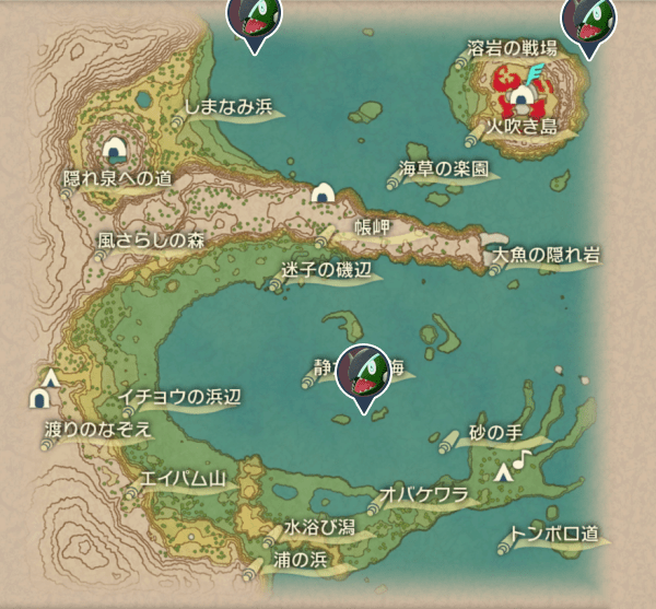 群青の海岸のバスラオ出現場所