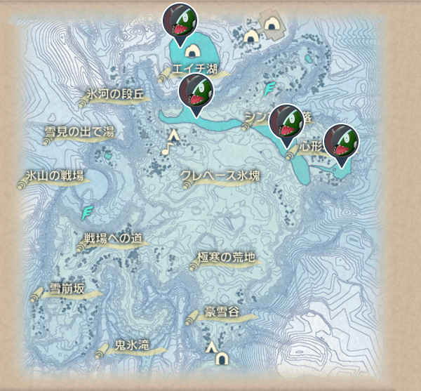 純白の凍土のバスラオ出現場所