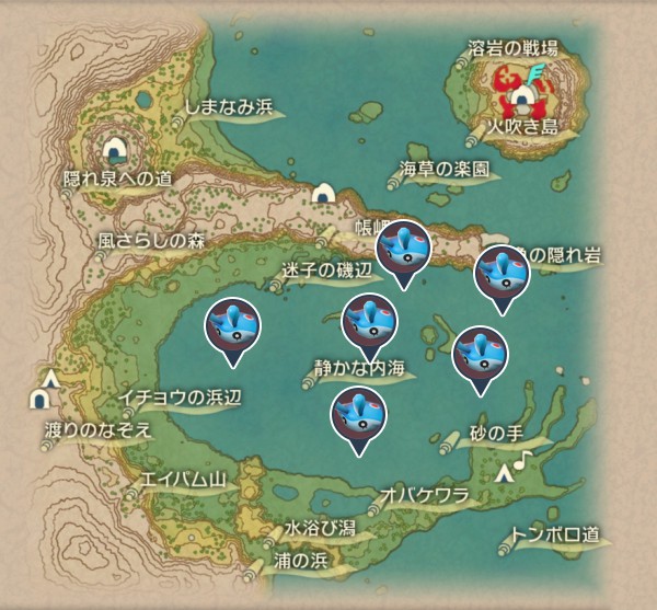 群青の海岸のタマンタ出現場所