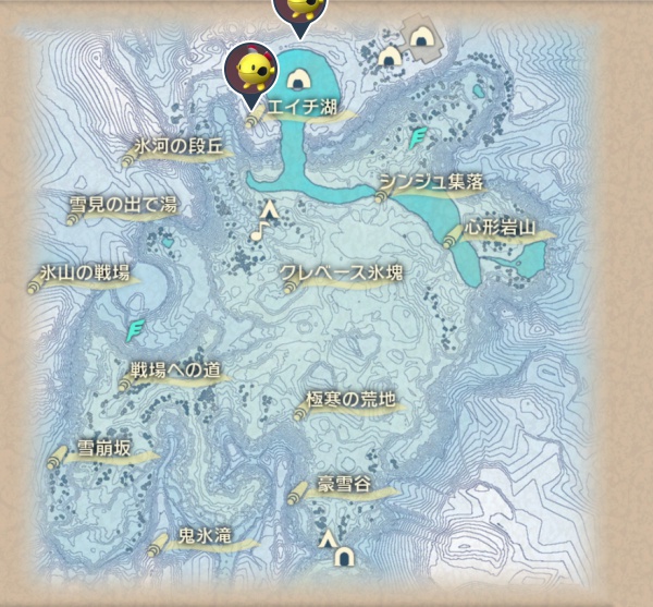 純白の凍土のリーシャン出現場所