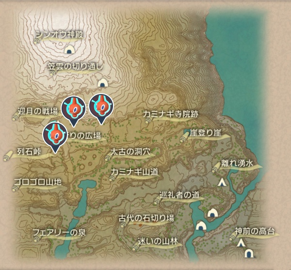 天冠の山麓のロトム出現場所