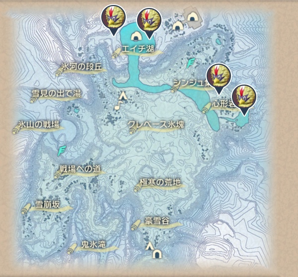 純白の凍土のワシボン出現場所