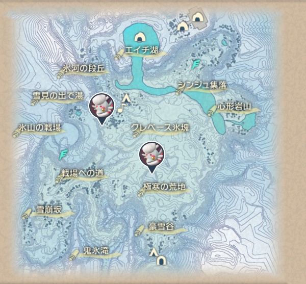 純白の凍土のヒスイゾロア出現場所
