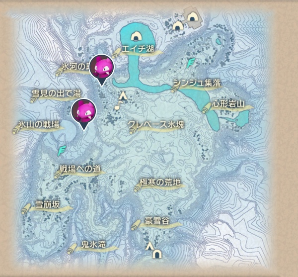 純白の凍土のグライガー出現場所