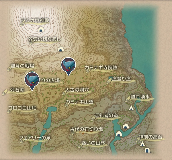 天冠の山麓のムウマ出現場所