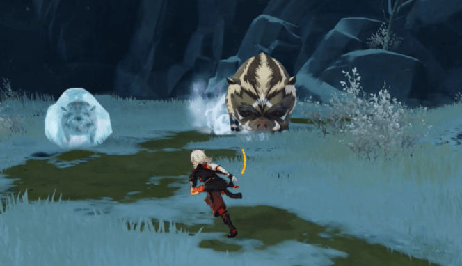 雪のイノシシ王を倒す