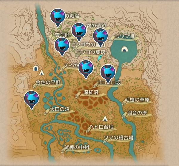 紅蓮の湿地のズバット出現場所