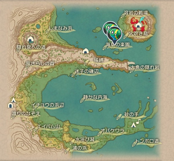 群青の海岸のトリトドン出現場所