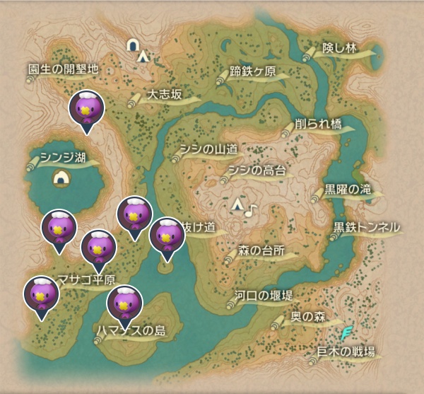 黒曜の原野のフワンテ出現場所