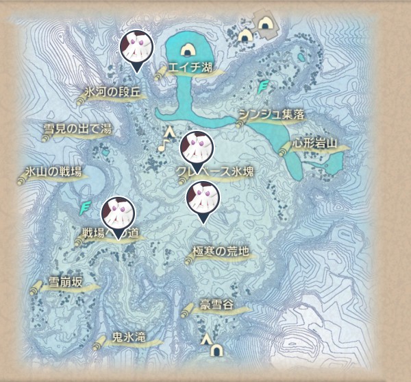 純白の凍土のユキノオー出現場所