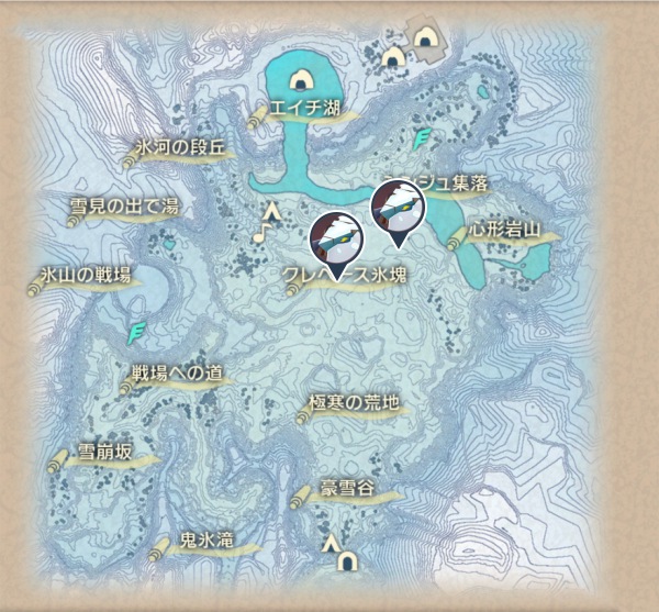 純白の凍土のヒスイクレベース出現場所