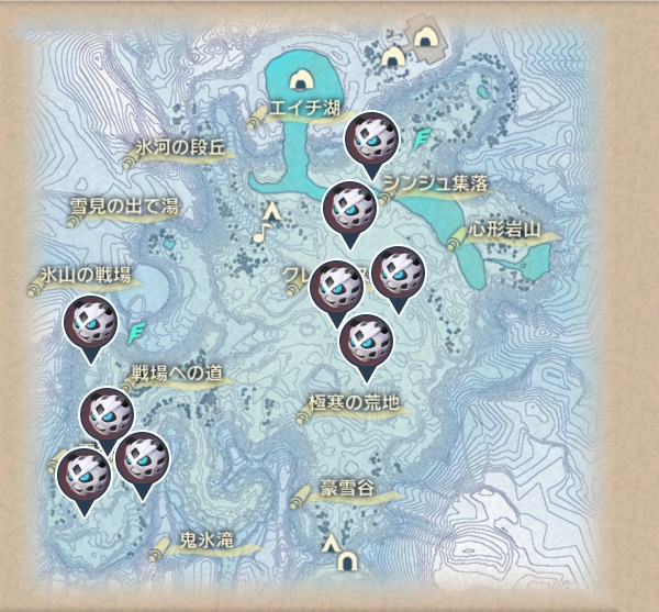 純白の凍土のオニゴーリ出現場所