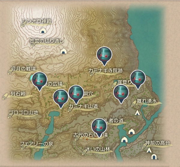 天冠の山麓のドータクン出現場所