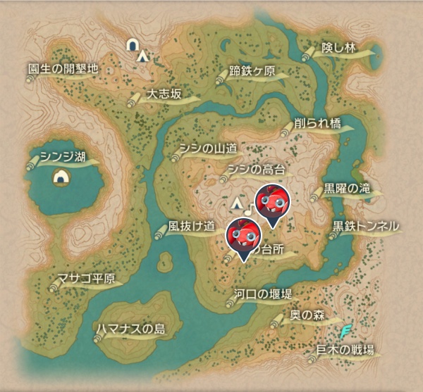 黒曜の原野のパラス出現場所