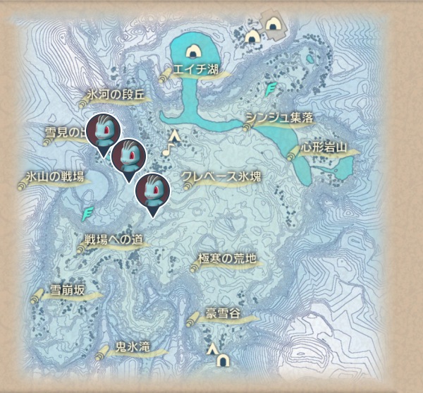 純白の凍土のワンリキー出現場所