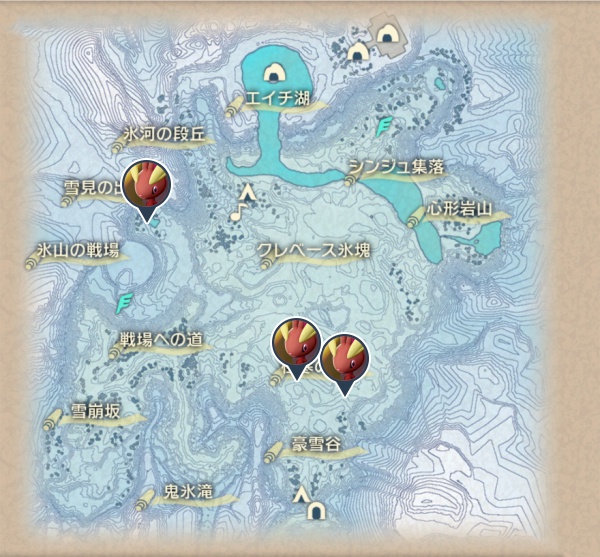 純白の凍土のミミロップ出現場所