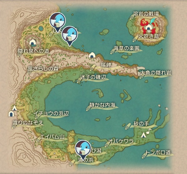 群青の海岸のトドグラー出現場所