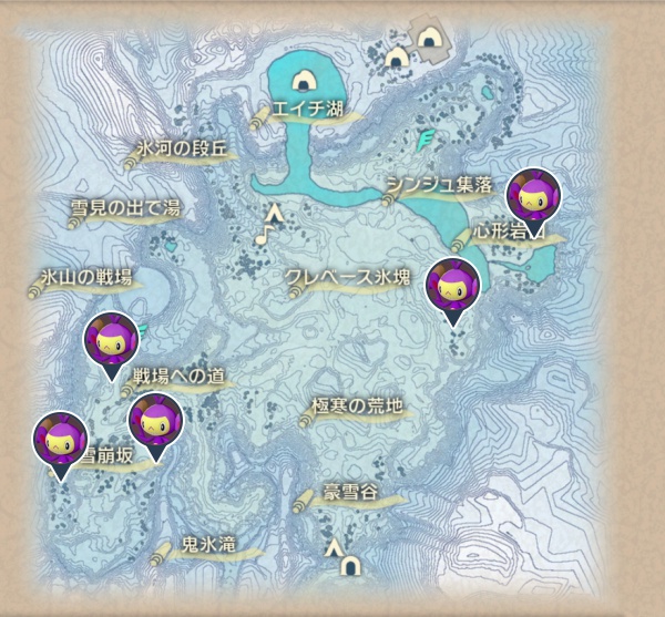 群青の海岸のエテボース出現場所