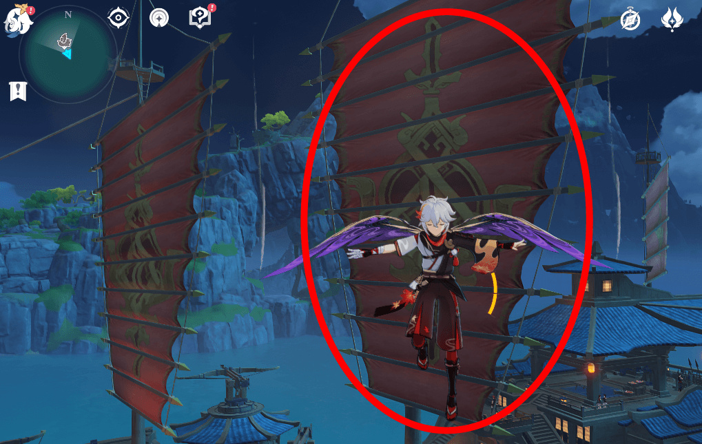 中央のマストに登る