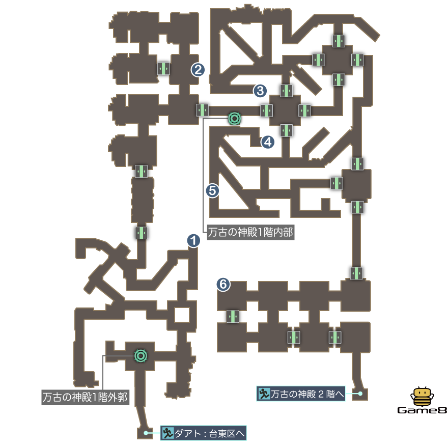 万古の神殿1層のマップ