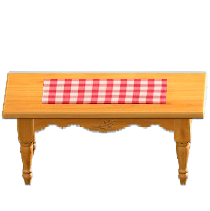 カントリーなティーテーブルの赤ギンガムの画像