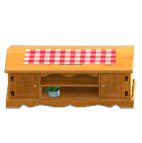 カントリーなローボードの赤ギンガムの画像