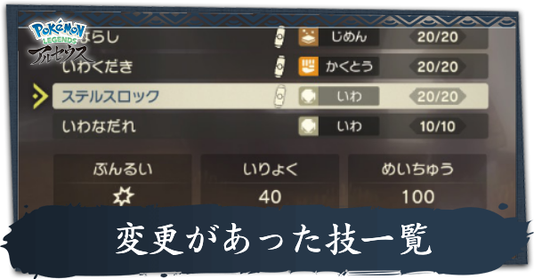 変更があった一覧