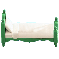 カントリーなベッドのグリーンの画像