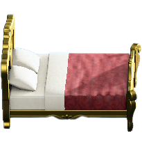 エレガントなベッドのダマスクレッドの画像