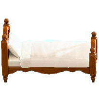 カントリーなベッドのダークブラウンの画像