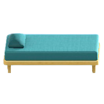 シンプルなベッドのライトブルーの画像