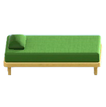 シンプルなベッドのグリーンの画像