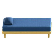 シンプルなベッドのブルーの画像