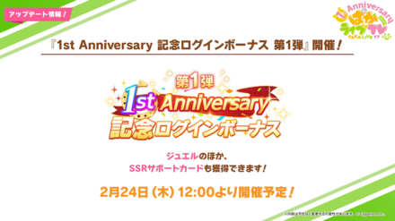 1周年記念ログインボーナス第1弾開催！