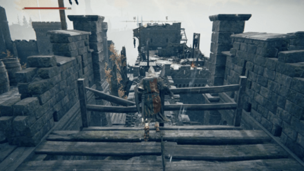 3体の敵がいる辺りで左側に飛び降りる