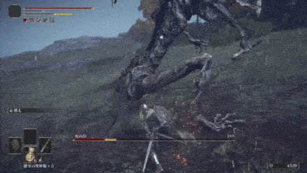 後退→杖振り払い