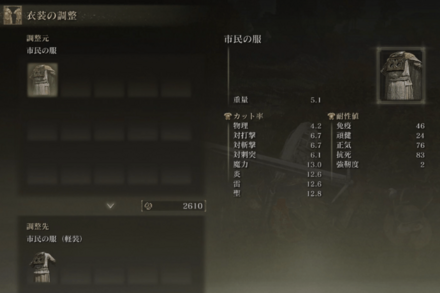 装備の調整（軽量化）を無料で行ってくれる