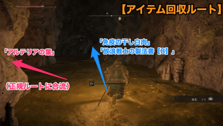 霊廟ヶ原の洞窟アイテム回収ルート