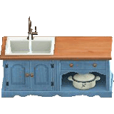 カントリーなキッチンのブルーの画像