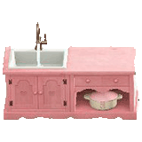 カントリーなキッチンのピンクの画像