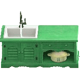 カントリーなキッチンのグリーンの画像