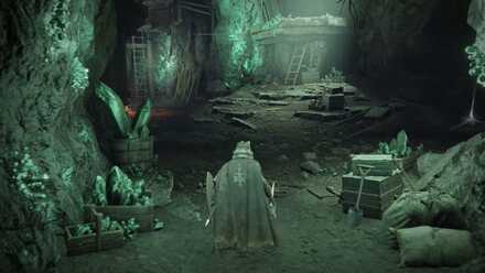 隠し村から断崖まで短い坑道を進む必要がある