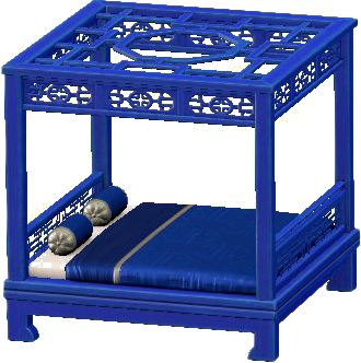 オリエンタルなベッドのブルーの画像