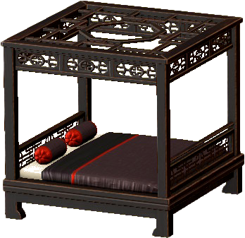 オリエンタルなベッドのブラックの画像