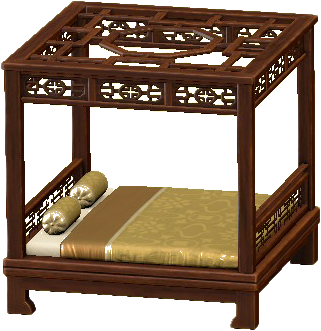 オリエンタルなベッドのブラウンの画像